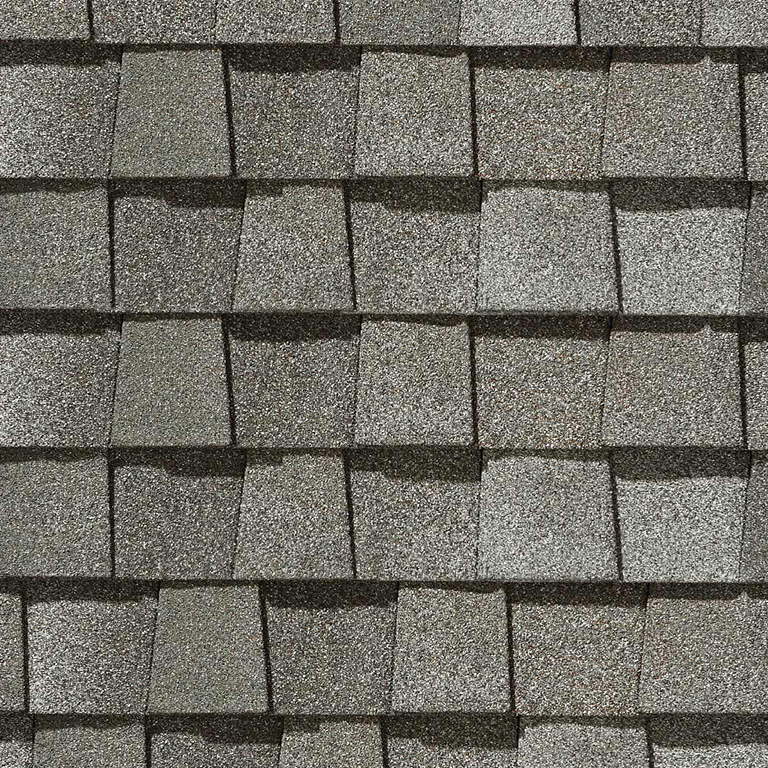 Detail of roof shingles CertainTeed Landmark Pro Cobblestone Gray