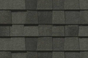 Detail of roof shingles CertainTeed Landmark Pro Moire Black