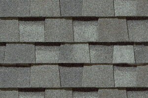 Detail of roof shingles CertainTeed Landmark Georgetown Gray