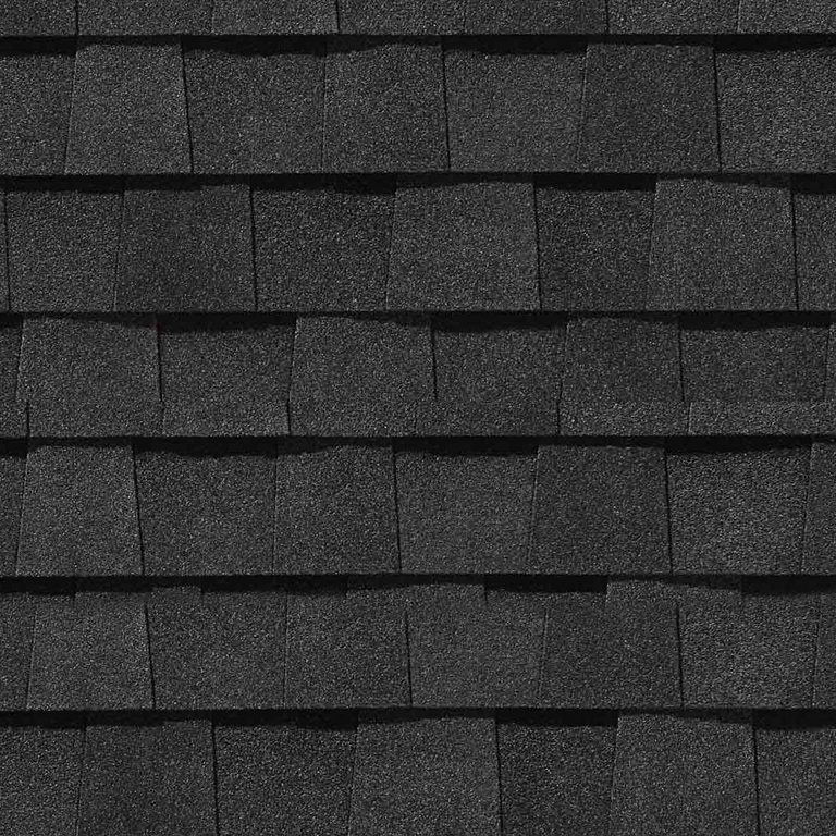 Detail of roof shingles Landmark Moire Black