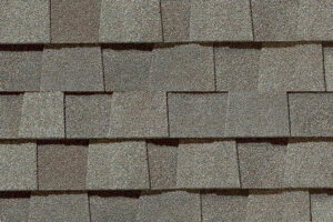 Detail of roof shingles CertainTeed Landmark Weathered Wood