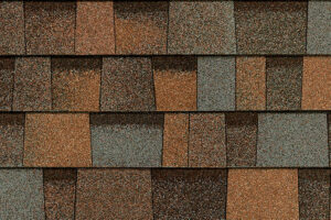 Detail of roof shingles Owens Corning Aged Copper