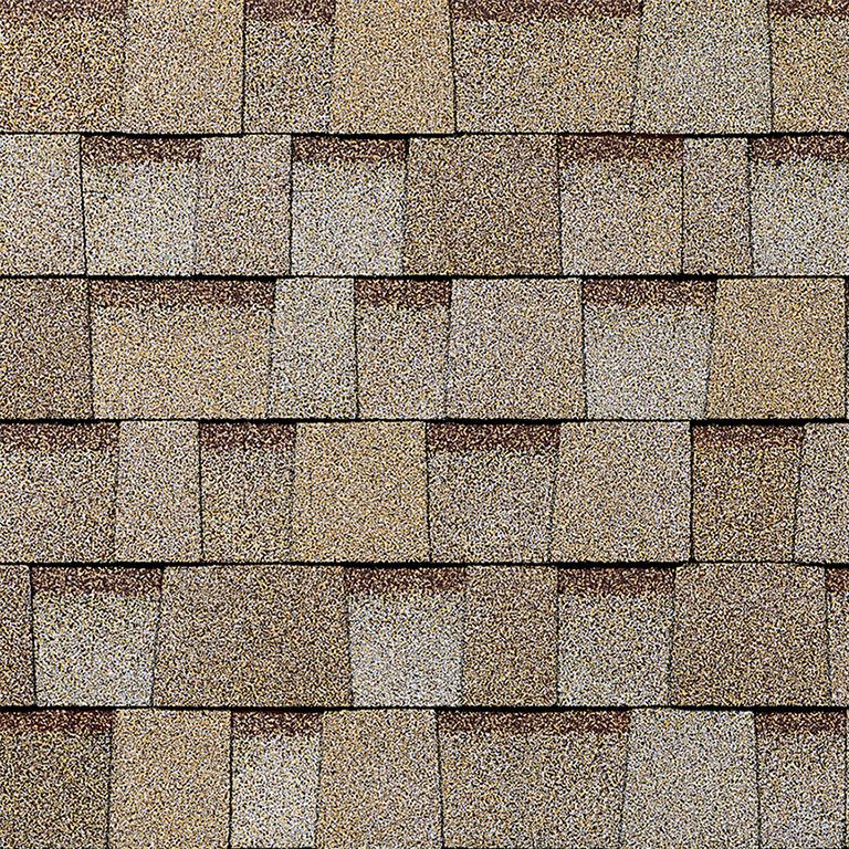 Detail of roof shingles Owens Corning Amber