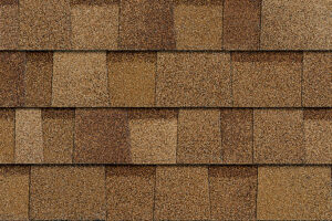 Detail of roof shingles Owens Corning Desert Tan